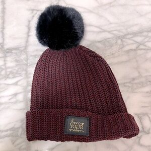 Love Your Melon burgundy Pom hat